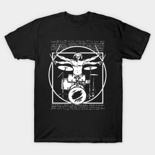 DA VINCI DRUMMER - VITRUVIAN MAN PLAYING THE DRUMS - LEONARDO DA VINCI VITRUVIAN MAN PARODY FOR DRUMMERS T-Shirt